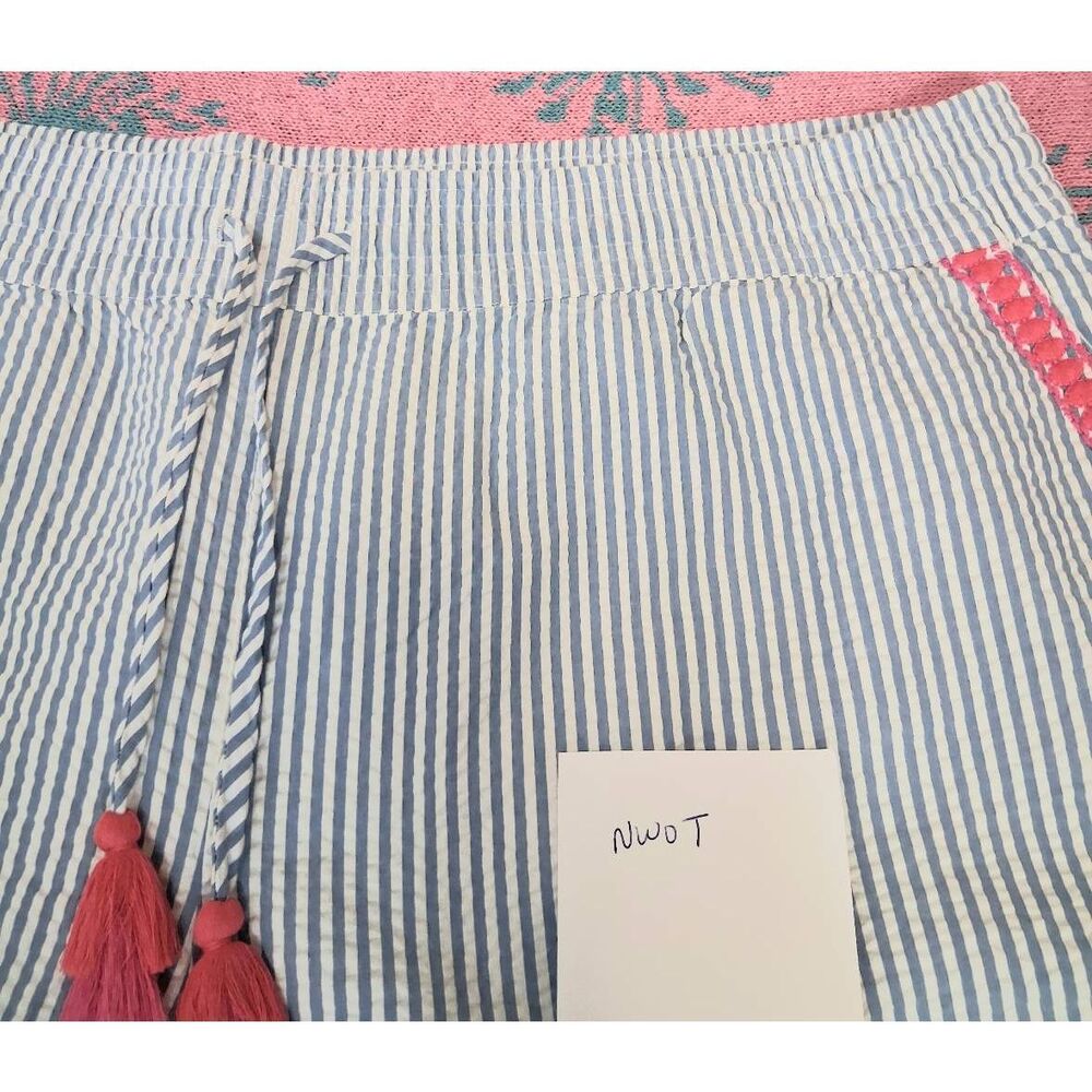 Vineyard vines womens xl seersucker shorts hi rise blue candy stripe - Picture 4 of 8